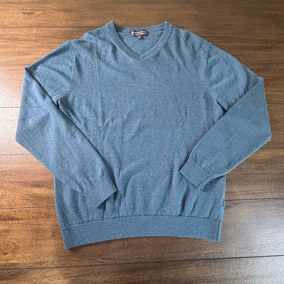 HART SCHAFFNER MARX extra fine merino wool SIZE M SWEATER LS Blue Mens - Picture 1 of 8